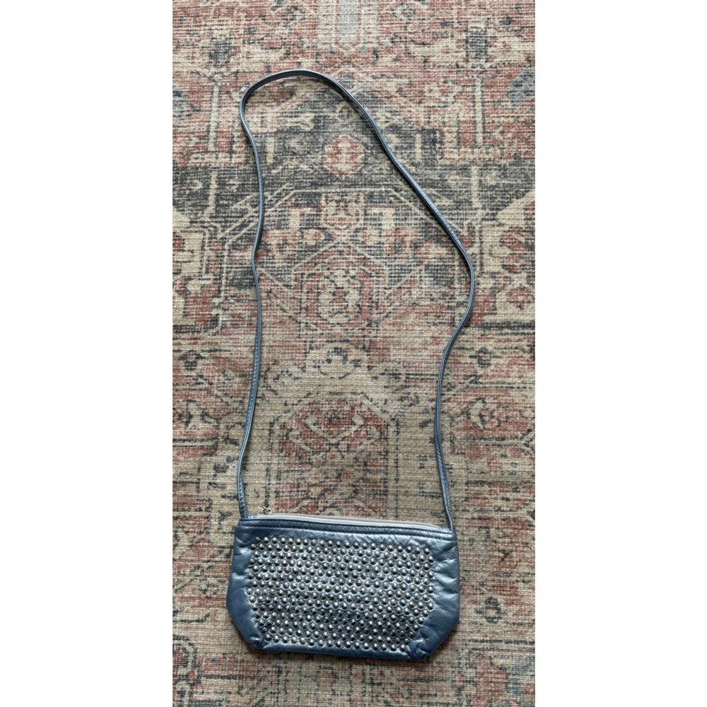 DAWLI Genuine Leather Made USA Vintage Crossbody Purse Dark Blue!